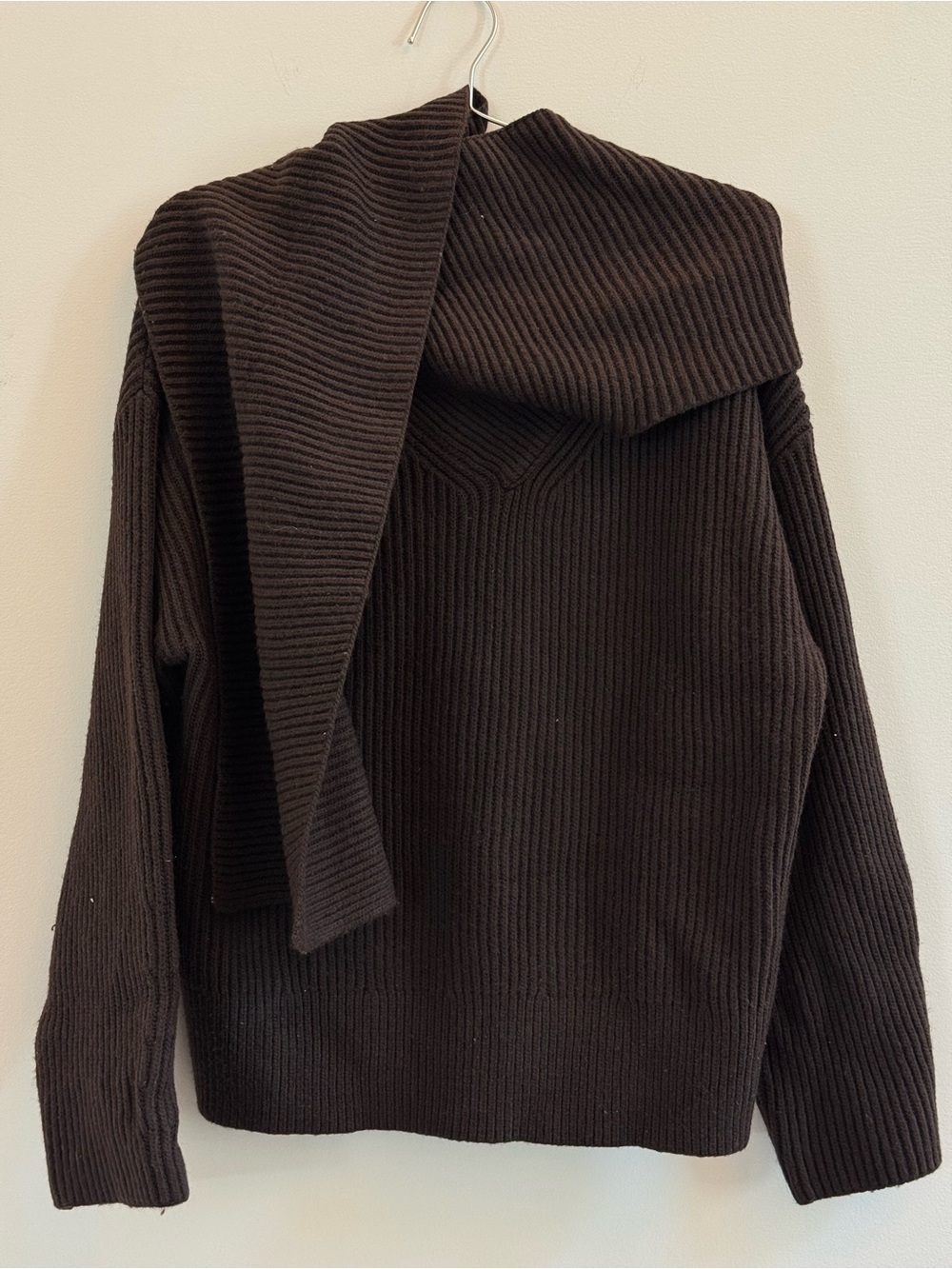 H&M Dark Brown Ribbed Knit Sweater